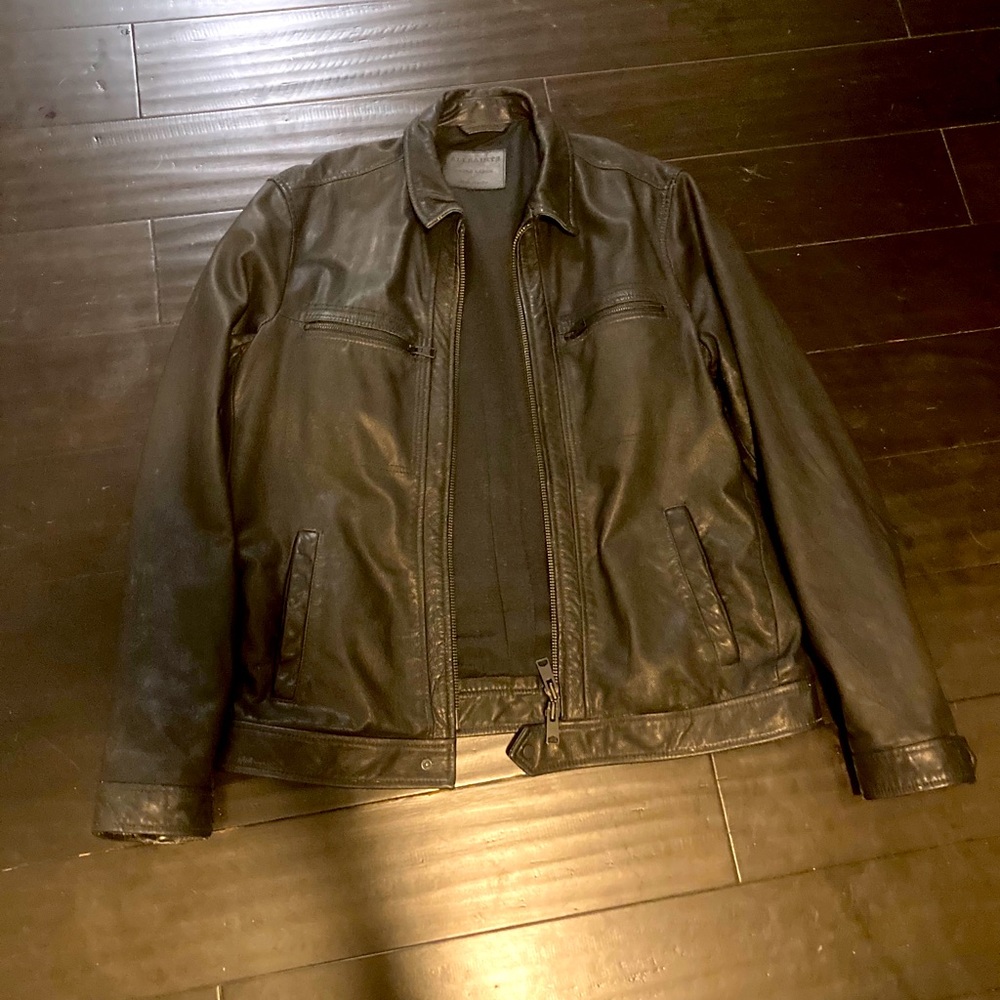 All Saints Lark Leather Jacket XL Mens